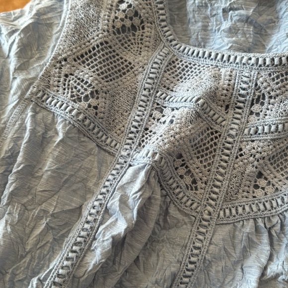 Sundance NWT Woman’s Crinkle Pullover Crochet Eyelet Long Sleeve Top - Picture 12 of 12